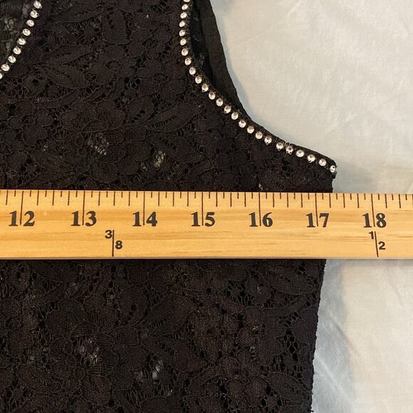 Black Stretch Lace and Rhinestone Glam Goth Pullover Duster - Picture 4 of 7